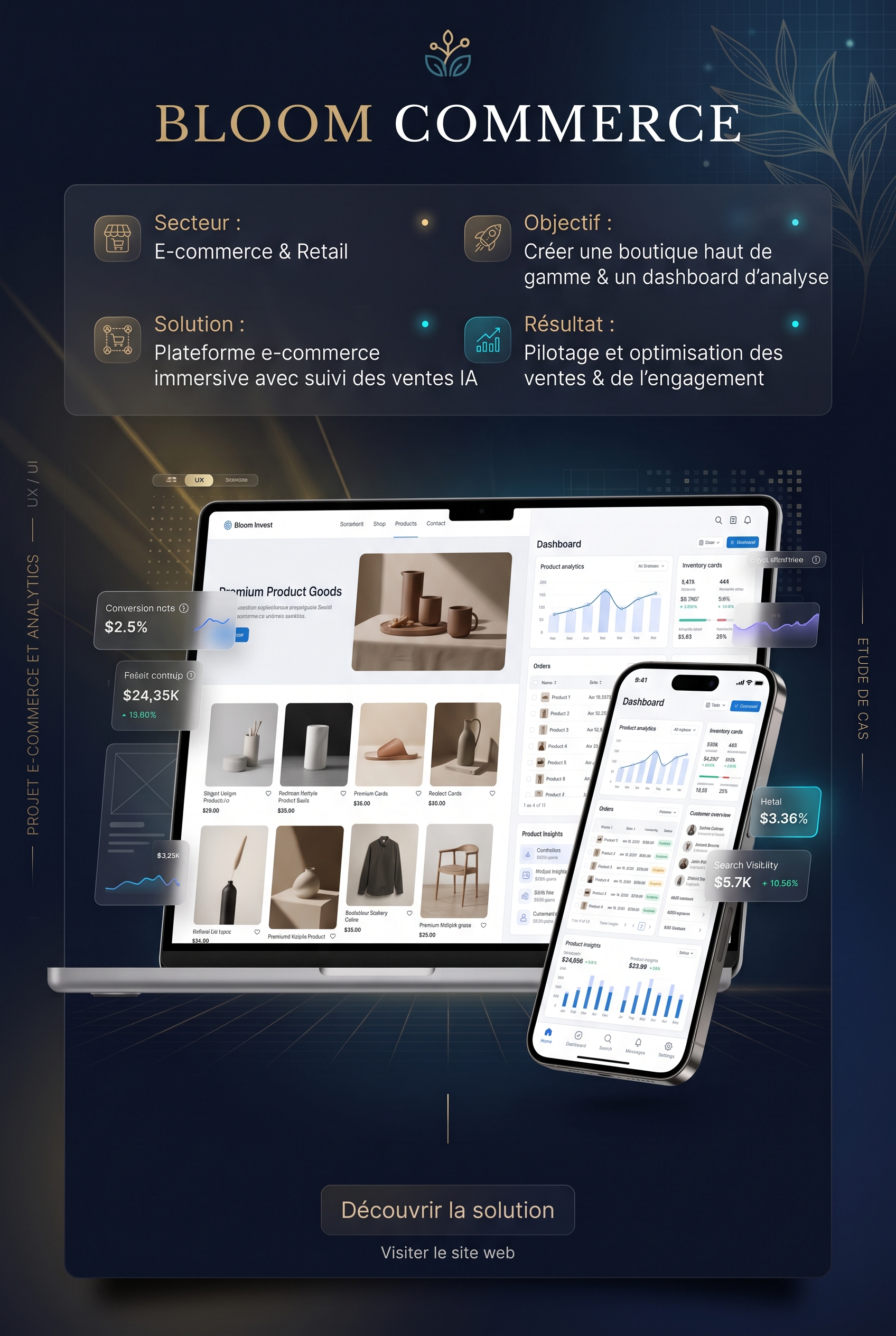Interface e-commerce de Bloom Commerce